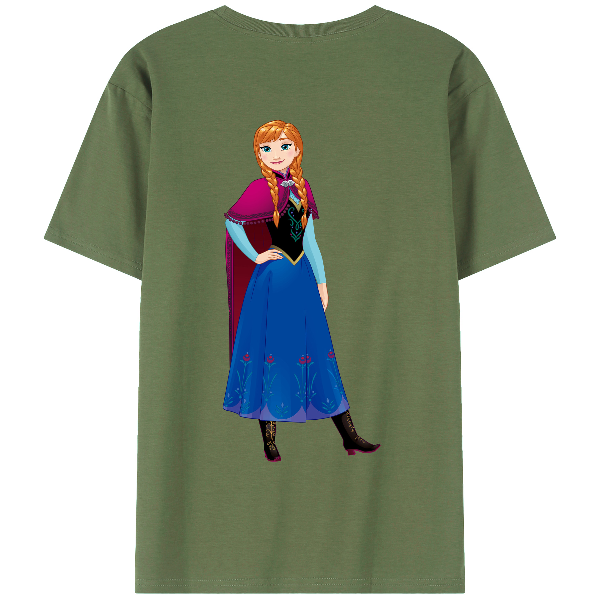 （画像用） アナと雪の女王 アンナ エルサ Frozen Anna Elsa 綿100％ メンズ半袖Tシャツ（バックプリント） 通気性